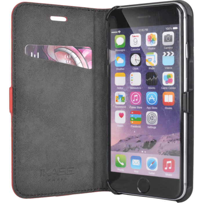 Coque clapet aimant&eacute;e avec pochette CB pour Apple iPhone 6 Plus/6s Plus (5.5 pouces), Cuir v&eacute;ritable, Rouge &agrave; l&egrave;vres