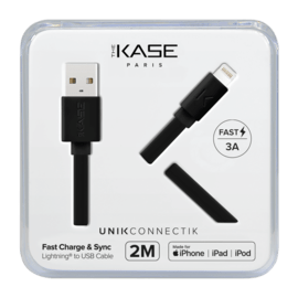 C&acirc;ble Lightning certifi&eacute; MFi Apple Charge Speed 3A charge/ sync (2M), Noir de jais