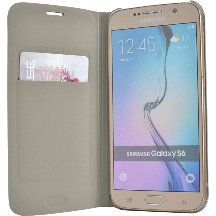 Etui &agrave; clapet pour Samsung Galaxy S6, Or Stellaire