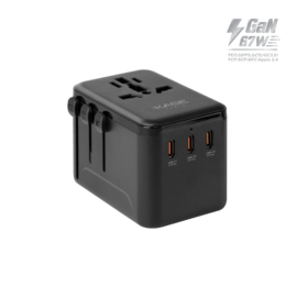 Supreme Universal Travel Adapter GaN 67W 4-bulit-in Port, Black