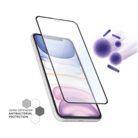 Protection d&rsquo;&eacute;cran antibact&eacute;rienne en verre tremp&eacute; ultra-r&eacute;sistant &agrave; bords incurv&eacute;s pour Apple iPhone XS Max/11 Pro Max, Noir