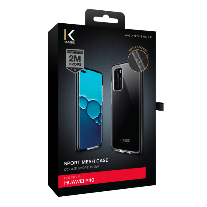 Coque Sport mesh pour Huawei P40, Noir de jais