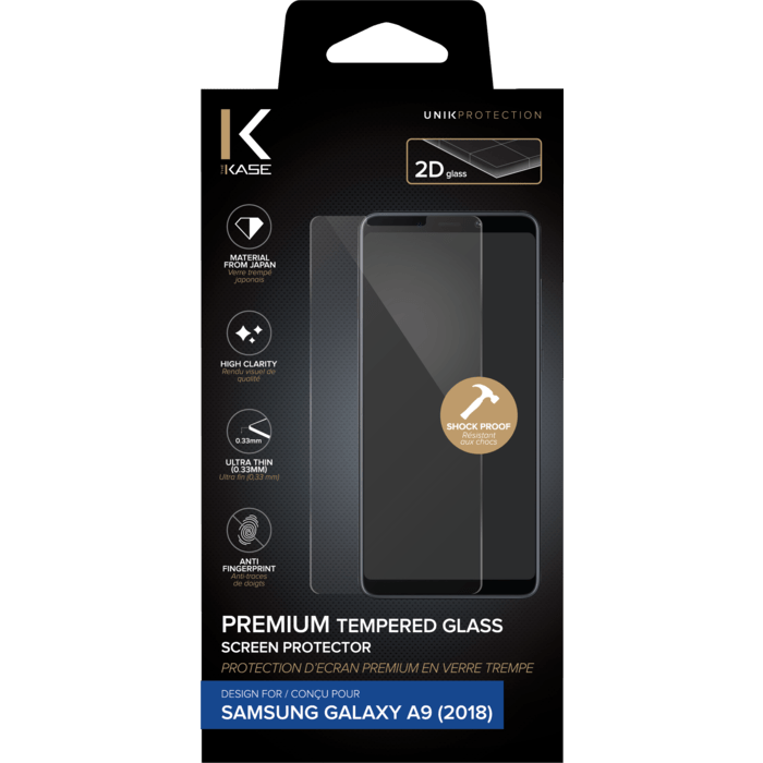 Protection d'écran premium en verre trempé pour Samsung Galaxy A9 2018, Transparent