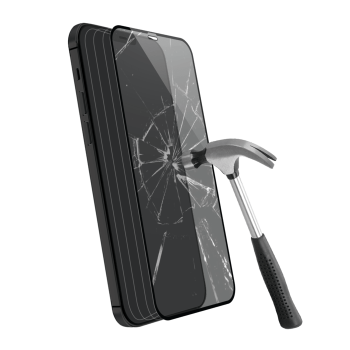 Protection d'&eacute;cran en verre tremp&eacute; (100% de surface couverte) pour Apple iPhone 12 Pro Max, Noir