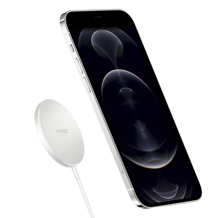 Chargeur sans fil rapide magn&eacute;tique (15W), Blanc argent