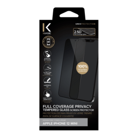 Protection d'&eacute;cran Priv&eacute;e en verre tremp&eacute; (100% de surface couverte) pour Apple iPhone 12 mini, Noir