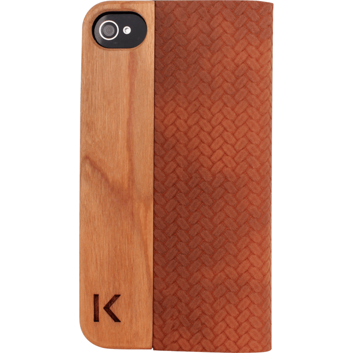 Coque Clapet pour Apple iPhone 4/4S, Marron et Bois Naturel Cherry