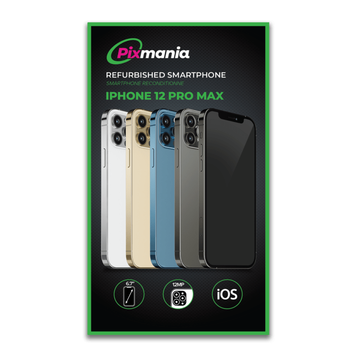iPhone 12 Pro Max reconditionn&eacute; 128 Go, Bleu pacifique, SANS FACE ID, d&eacute;bloqu&eacute;