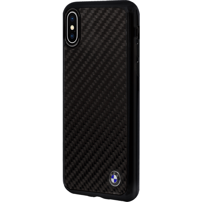 Coque Signature BMW en fibre de carbone v&eacute;ritable pour Apple iPhone X/XS, Noir