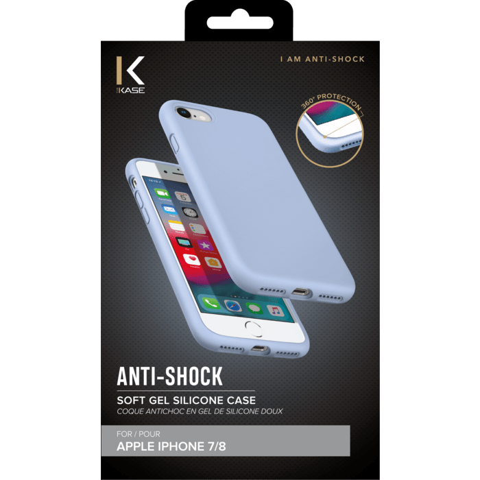 Coque antichoc en gel de silicone doux pour Apple iPhone 7/8, Bleu Lilas