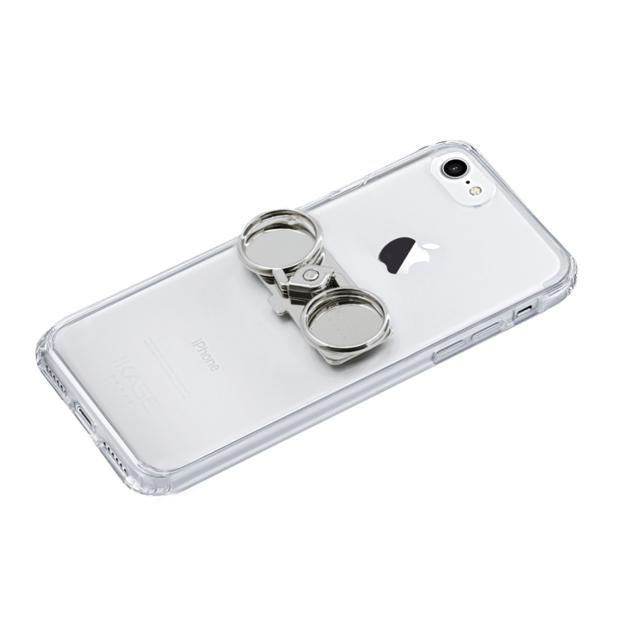 Double Anneaux Accroche & Support Smartphone, Barre M&eacute;tallique Argent&eacute;e