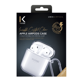 Coque Invisible en cristal clair pour Apple AirPods compatible avec le chargement sans fil, Transparent