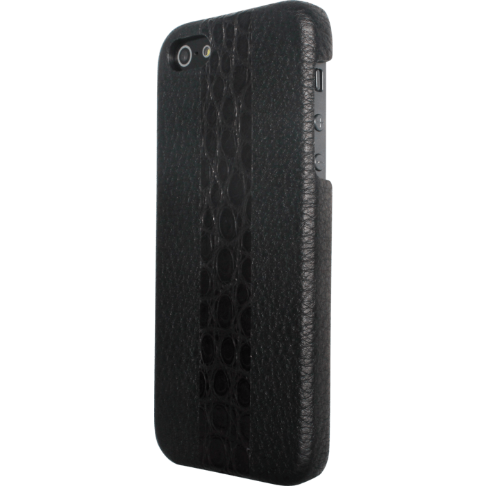 Coque pour Apple iPhone 5/5s/SE, cuir Shrunken Calf et Alligator Noir