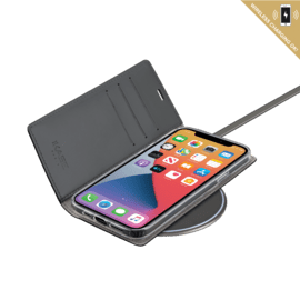 Diarycase 2.0 Coque clapet en cuir v&eacute;ritable avec support aimant&eacute; pour Apple iPhone 12/12 Pro, Rose Pastel