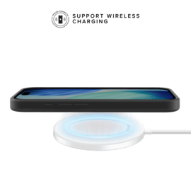 Coque antichoc en gel de silicone doux pour 55% de plastique recycl&eacute; Apple iPhone 17, Noir satin