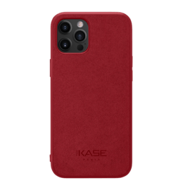 Coque en Su&egrave;de Alcantara pour Apple iPhone 12 Pro Max, Rouge rubis