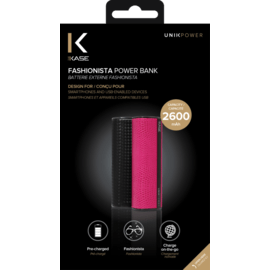 Batterie Externe Fashionista, 2600 mAh, Noir Graphite