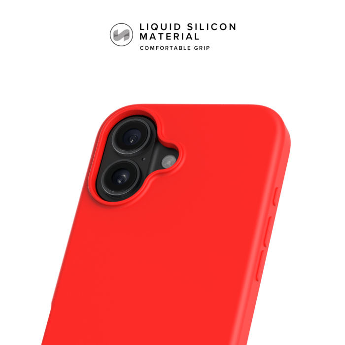 Coque antichoc en gel de silicone doux pour 55% de plastique recycl&eacute; Apple iPhone 16, Rouge Ardent