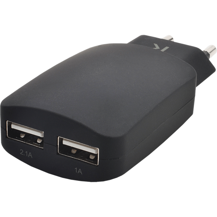 Chargeur Universel Double USB (EU) 3.1A, Noir de Jais