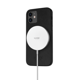 Coque magn&eacute;tique en cuir v&eacute;ritable artisanal pour Apple iPhone 12 mini, Minuit Noir