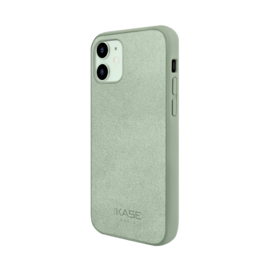 Coque en Su&egrave;de Alcantara pour Apple iPhone 12/12 Pro, Vert Avocat