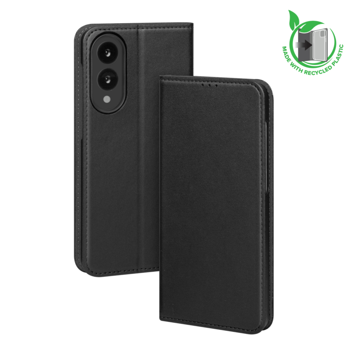 Coque clapet folio avec fente pour cartes & support pour Samsung Galaxy S25 Edge 5G, Noir