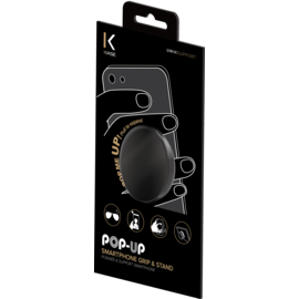 POP-UP Poign&eacute;e & support smartphone, Noir Chrom&eacute;