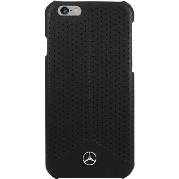 Mercedes Benz Pure Line Coque cuir perforé veritable pour Apple iPhone 6/6s, Noir