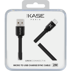 Flat cable to Micro USB (2m) for Android, Black