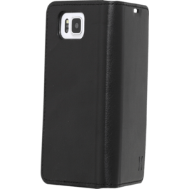 Coque clapet aimant&eacute;e avec pochette CB pour Samsung Galaxy Alpha, Noir