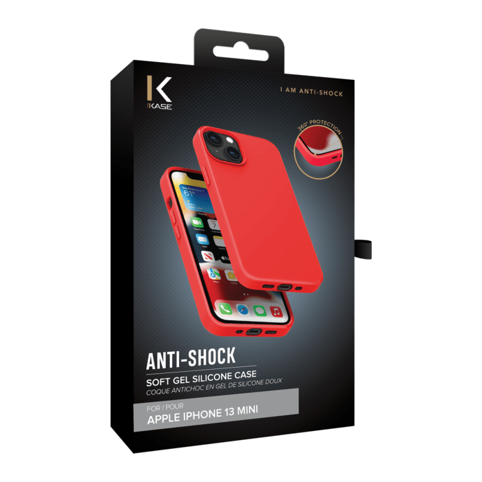 Coque antichoc en gel de silicone doux pour Apple iPhone 13 mini, Rouge Ardent