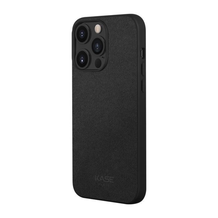 Coque en Su&egrave;de Alcantara pour Apple iPhone 14 Pro Max, Minuit Noir