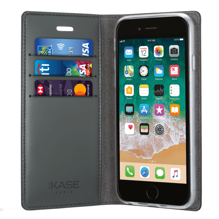 Diarycase Coque clapet en cuir v&eacute;ritable avec support aimant&eacute; pour Apple iPhone 6 Plus/6s Plus, Noir L&eacute;zard