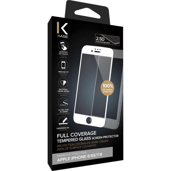 Full Coverage Tempered Glass Screen Protector for Apple iPhone 6/6s/7/8, White