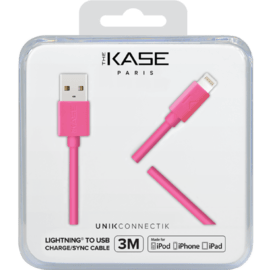 C&acirc;ble Lightning certifi&eacute; MFi Apple Charge/Sync (3M), Pink Bonbon
