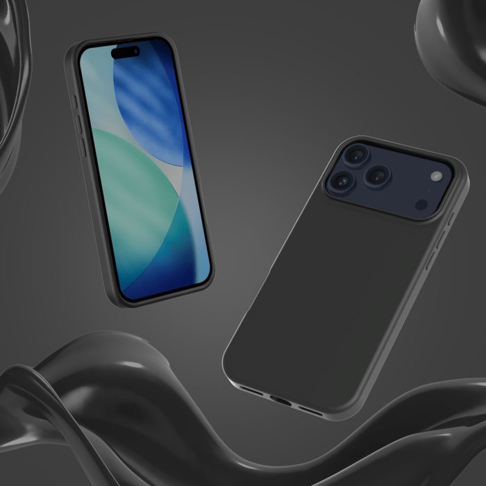 Coque antichoc en gel de silicone doux pour 55% de plastique recycl&eacute; Apple iPhone 17 Pro, Noir satin