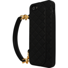 Coque pour Apple iPhone 5/5s/SE, Sac &agrave; Main matelass&eacute; en silicone, Black