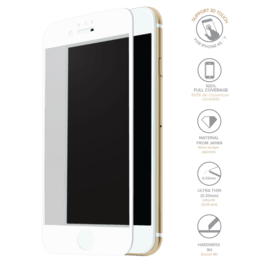 Protection d'écran en verre trempé (100% d surface couverte) pour iPhone 6/6s/7, Blanc