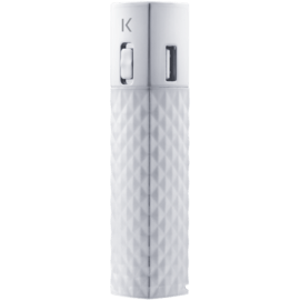 Batterie Externe Rouge &agrave; L&egrave;vres Bling Bling m&eacute;tallique 2600 mAh, Argent