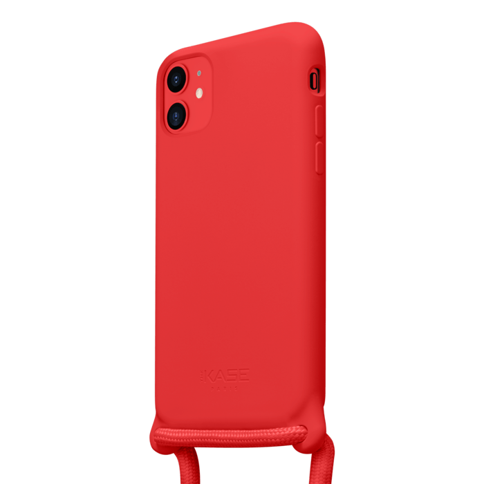 Coque en gel de silicone doux en bandouli&egrave;re pour Apple iPhone 11, Rouge Ardent