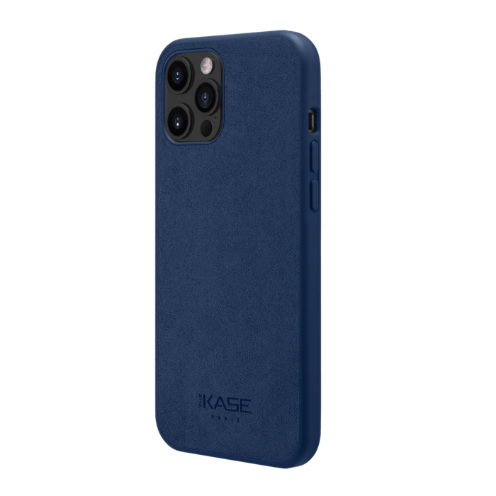 Coque en Su&egrave;de Alcantara pour Apple iPhone 12 Pro Max, Bleu indigo