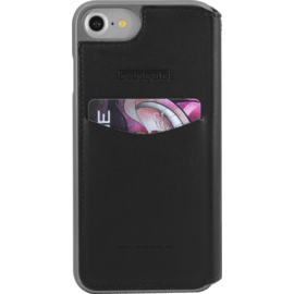 Ferrari 488 Coque clapet en cuir veritable pour Apple iPhone 6/6s/7/8, Noir/Cheval Argent