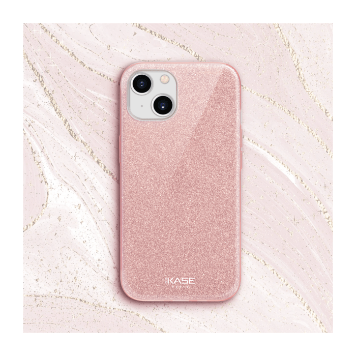 Coque slim&nbsp;paillet&eacute;e &eacute;tincelante pour Apple iPhone 13, Or Rose