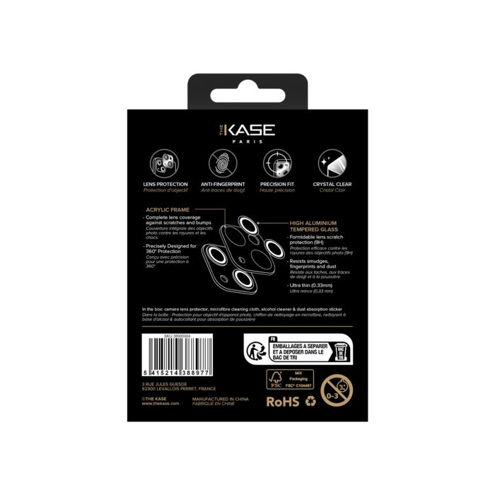 Protecteur d'objectif d'appareil photo en cristal acrylique pour Apple iPhone15/14 Plus, transparent