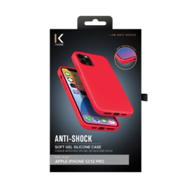 (O) Coque antichoc en gel de silicone doux pour Apple iPhone 12/12 Pro, Rouge Ardent