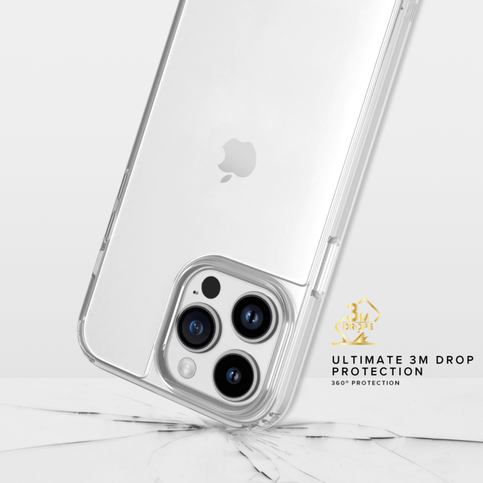 Coque antibact&eacute;rienne antichoc hybride invisible pour Apple iPhone 14 Pro Max, Transparente
