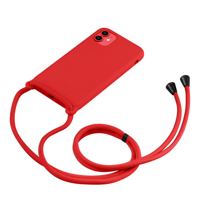 Coque en gel de silicone doux en bandouli&egrave;re pour Apple iPhone 11, Rouge Ardent