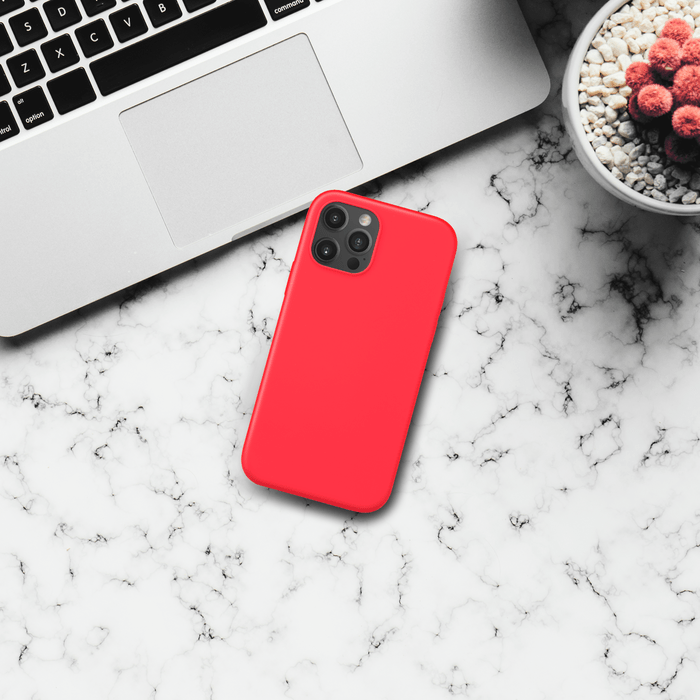 (O) Coque antichoc en gel de silicone doux pour Apple iPhone 12/12 Pro, Rouge Ardent