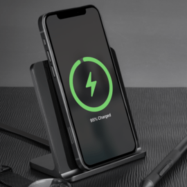 Support de recharge sans fil ultra fin en Aluminium (Charge rapide 15W) GEN 2.0, Noir de Jais