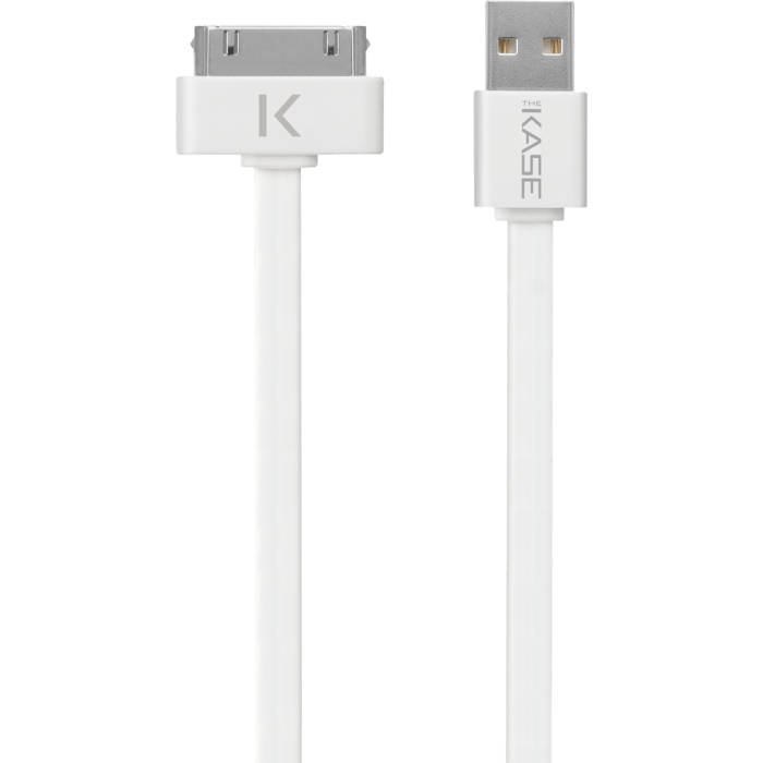 Cable plat 30 broches vers USB (1m) pour Apple, Blanc Lumineux